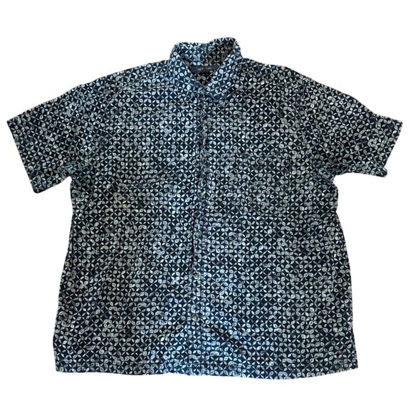 Croft & Barrow XL Mens Black & Gray Leaf Print Button-Up Short Sleeve Shirt - Picture 1 of 5